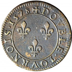 Valois, King of Poland, Double tournois (double denarius) 1578 A, Paris, nice