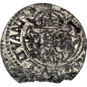 RRR-, Zygmunt III Waza, Szeląg 1617, Wilno, pełna data, tarcze wygięte, R7