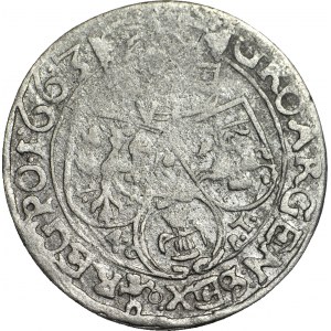 RR-, Jan II Kazimierz, Szóstak 1663, Lwów Ac-pT, bardzo rzadki