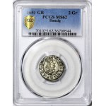 RRR-, John II Casimir, Dwugrosz 1651, Gdansk, mint, BOTH sides on obverse
