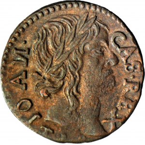 RR-, Jan Kazimierz, Szeląg 1660, Ujazdów, odwrócone N w IOAN, R3