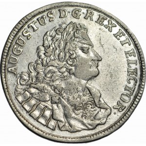 R-, August II Mocny, 2/3 talara (gulden) 1708 ILH, Drezno, MONOGRAM AR, R4