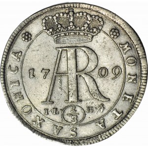 R-, August II Mocny, 2/3 talara (gulden) 1708 ILH, Drezno, MONOGRAM AR, R4