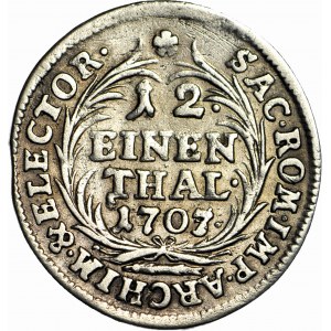 RR-, August II Mocny, 1/12 talara 1705/7 -przebitka daty EPH szczupak, Lipsk