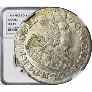R-, August III Sas, Szóstak 1763, Gdańsk, wyśmienity