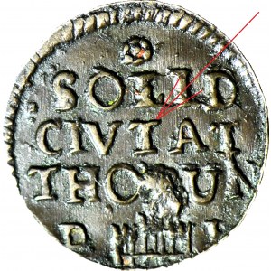RR-, August III Sas, Szeląg 1763 DB Toruń, błąd CIVTAT zamiast CIVITAT