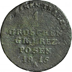 RRR-, Grand-Duché de Poznań, 1 penny 1816 A, erreur HREZ !