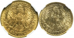 Zestaw 2 sztuki: 20 złotych 1925 i 10 złotych 1925, Bolesław Chrobry, mennicze