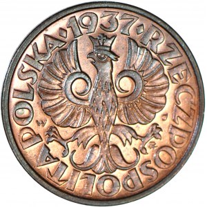 2 pennies 1937, minted
