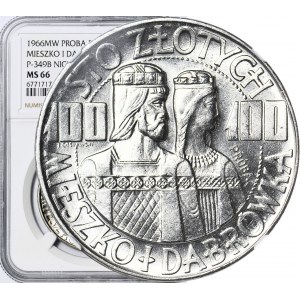 100 Gold 1966, PRÓZE NIKIEL, Mieszko und Dąbrówka, Halbfiguren