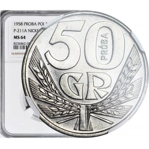 50 groszy 1958, couronne, MINT, nickel, neuf, RARE
