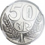 50 groszy 1958, couronne, MINT, nickel, neuf, RARE