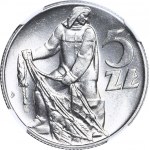 RRR-, 5 złotych 1960, Rybak DESTRUKT - DOUBLE DIE, b rzadki