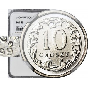 RRR-, 10 groszy 1999 MW, Warschau, MINT SIGN fast postfrisch Datum