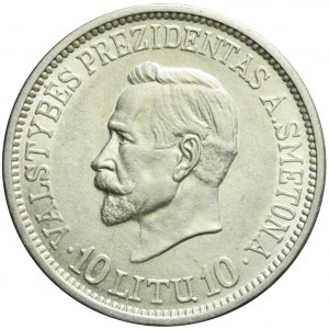 Lithuania, Republic, 10 Litas 1938, Smetona
