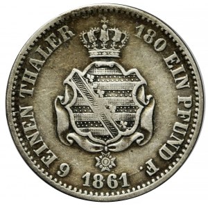 Germany, Saxony, Johan I, 1/6 thaler 1861 B