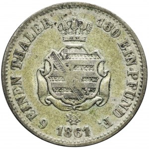 Niemcy, Saksonia, Johan I, 1/6 talara 1861 B