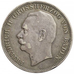 Deutschland, Baden, Friedrich II, 5 Mark 1908 G, Karlsruhe