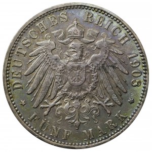 Germany, Hamburg city, 5 marks 1908 J, Hamburg