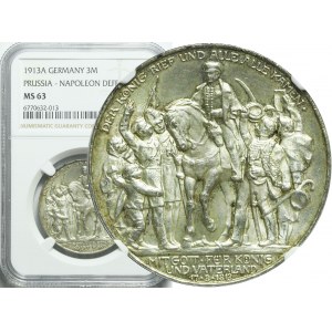 Nemecko, Prusko, 3 marky 1913, Bitka národov, razené