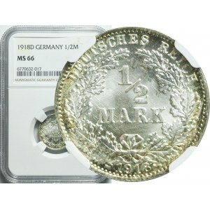Germany, 1/2 mark 1918 D, Munich, beautiful