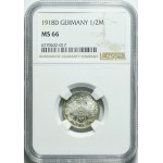 Germany, 1/2 mark 1918 D, Munich, beautiful
