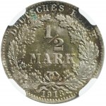Germany, 1/2 mark 1918 D, Munich, very nice