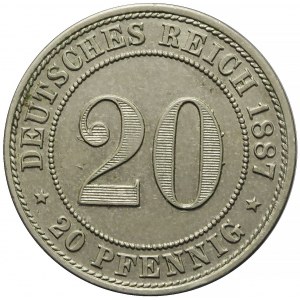 Germany, Empire, Wilhelm I, 20 pfennig 1887 G, Karlsruhe, rarer