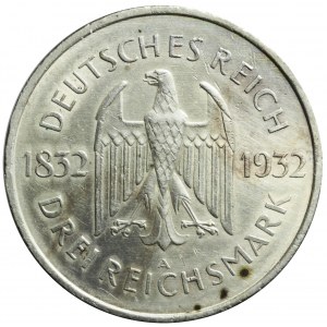 Germania, Repubblica di Weimar, 3 marchi 1932 A, Goethe