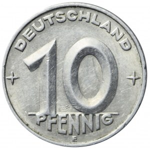 Niemcy, NRD, 10 pfennig 1953 E, Muldenhutten, wczesny typ