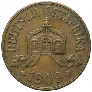 Niemcy, Afryka Wschodnia, 5 heller 1909 J, Hamburg, bardzo ładny