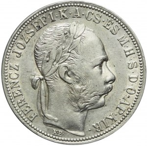 Węgry, Franciszek Józef, 1 forint 1888 KB, Kremnica, bardzo ładny