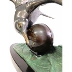 Irénée Rochard (1906-1984), Garnitur kominkowy z mewą, Art Nouveau, Francja