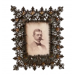 Decorative 19th century frame with original photo of Maria Kossak's brother (wife of Wojciech Kossak)