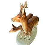 Porcelanowa figurka jeleń i sarna, Royal Dux, proj. Karl Wanke