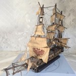 Wooden model of a three-masted ship