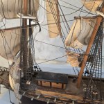 Wooden model of a three-masted ship