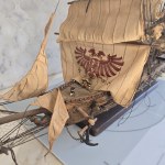 Wooden model of a three-masted ship