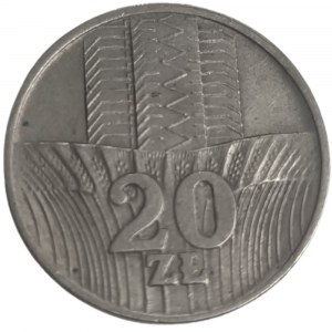 Pièce PRL de 20 zloty Gratte-ciel et oreilles 1973