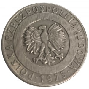 Pièce PRL de 20 zloty Gratte-ciel et oreilles 1973