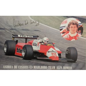 Andrea de Cesaris: collectible postcard autographed by F1 driver