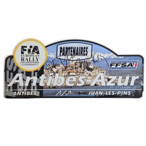 Antibes-Azur 2002 rally badge with autographs