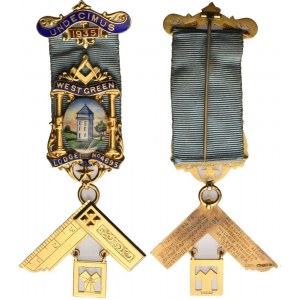 Medaglia West Green Lodge N° 4695, UNDECIMUS 1935, AU Smalti E Miniatura (47 x 107 mm)