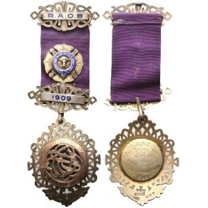 Medaglia Prov. G_d L_ge Of Poole Bournemouth & Dist., R. A. O. B., Nemo Mortalium Omnibus Horis Sapit, G L E, 1909, AG E Smalti (47 x 134 mm)
