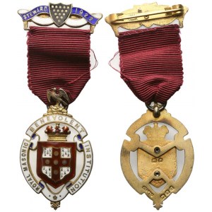 Medaglia Royal Masonic Benevolent Institution, Steward 1922, AG E Smalti (30,3 x 86 mm)