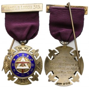Medaglia WANDLE LODGE 515, 1933, AG E Smalti (35,2 x 71 mm)