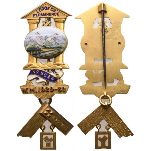 Spilla Lodge Of Permanence N° 5044 - W. M. 1929-30, AU E Smalti (31 x 80 mm)