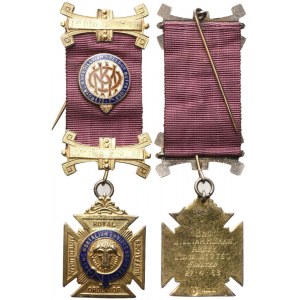 Medaglia Royal Order Of Antediluvian Buffaloes, Nemo Mortalium Omnibus Horis Sapit, 1st Deg. 8.11.53 - 2nd Deg. 6.3.55, AU E Smalti (33,5 x 119,5 mm)