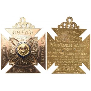 Medaglia Royal Antediluvian Order Of Buffaloes, Nemo Mortalium Omnibus Horis Sapit, 1914, AU E Smalti (37,4 x 47 mm)