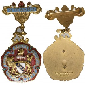 Medaglia Smaltata Royal Masonic Institution For Boys 1946, Sans Changer, Steward (35 x 73 mm)